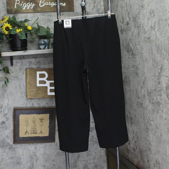 NWT Anne Klein Womens Cropped Lightweight Pull On Embellished Pants Black L - Picture 2 of 7